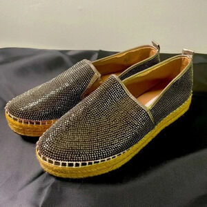 CLEARANCE Steve Madden Chopur-R Pewter Multi Espadrilles Size 6‎ Studded GUC!